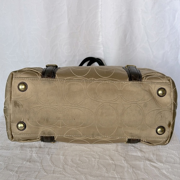 COACH MIA Signature C tan and brown Satchel carryall handbag. Style #15402 - Picture 8 of 16